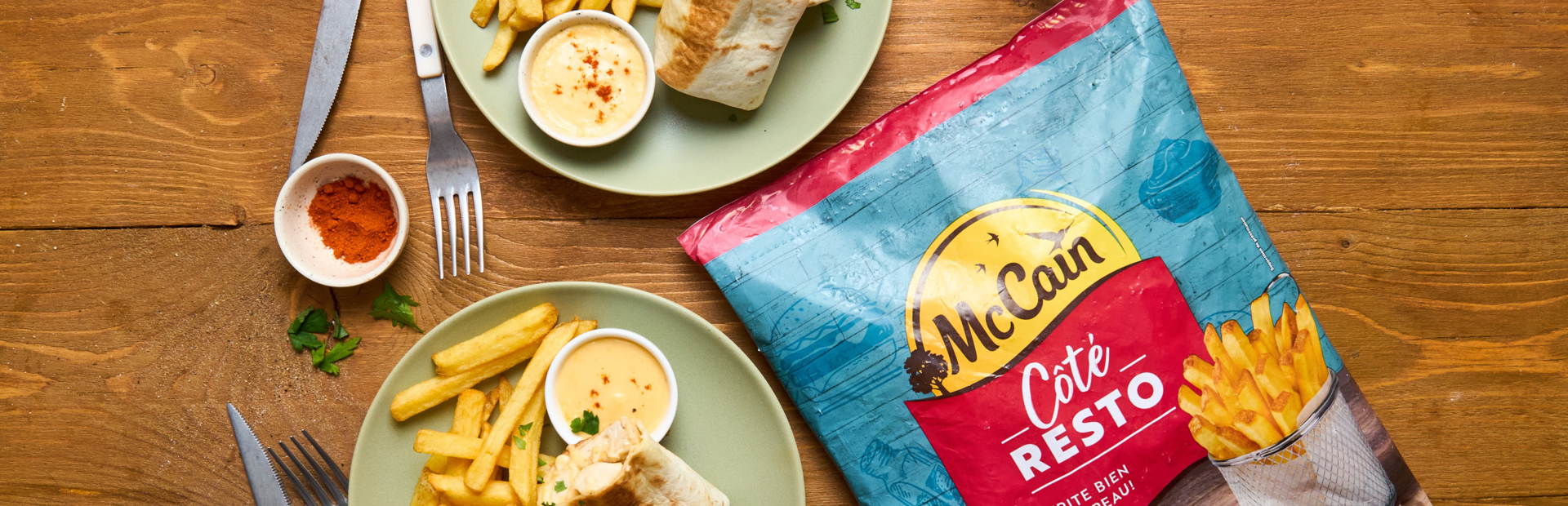 JOW X MCCAIN - Wrap au poulet, sauce fromage et frites