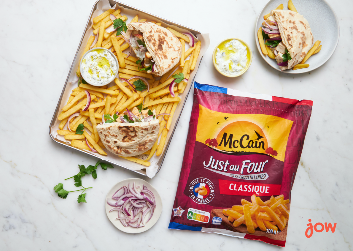 JOW X MCCAIN - Pita poulet grillé, tzatziki & frites