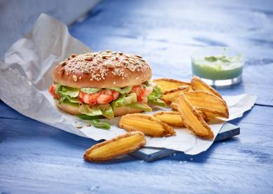 Burger aux crevettes et sauce Pesto 