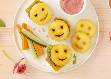 MINI BURGERS KID SMILE ET HUMOUS DE BETTERAVE