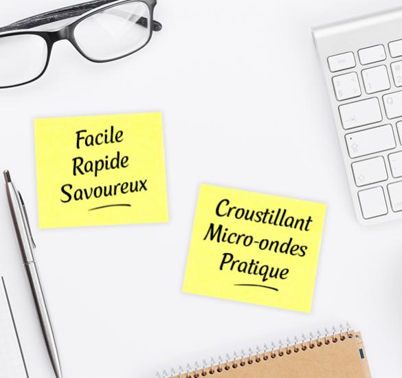 facile, Rapide, Savoureux, Croustillant, Micro-ondes, Pratique